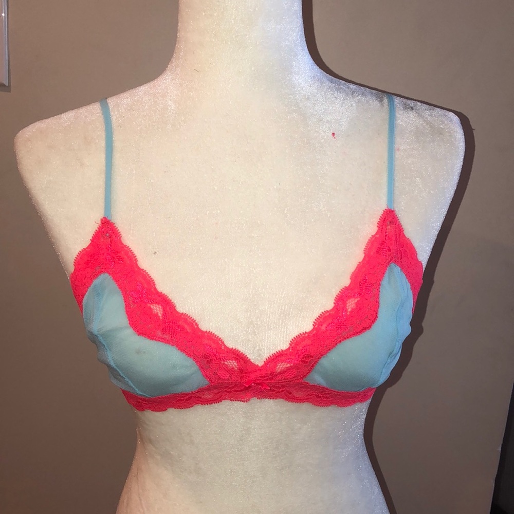 Mary Green Bralette Hot Pink/Light Blue Size L